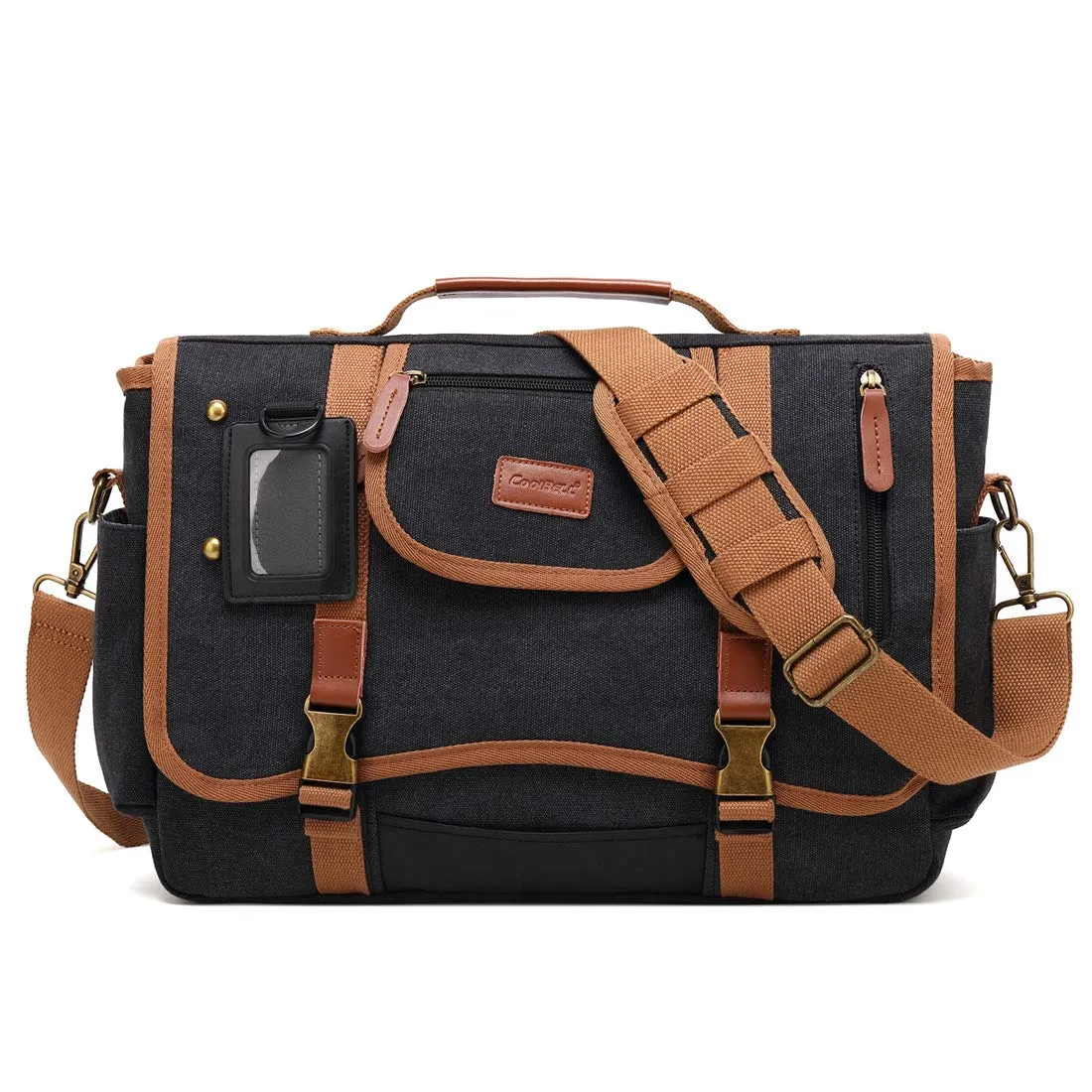 The Clownfish Unisex CoolBELL Canvas 15.6 Inches Laptop Messenger Bag (Black)