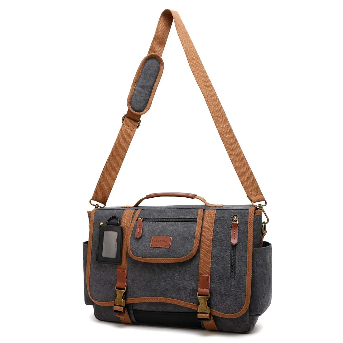 The Clownfish Unisex CoolBELL Canvas 15.6 Inches Laptop Messenger Bag (Black)