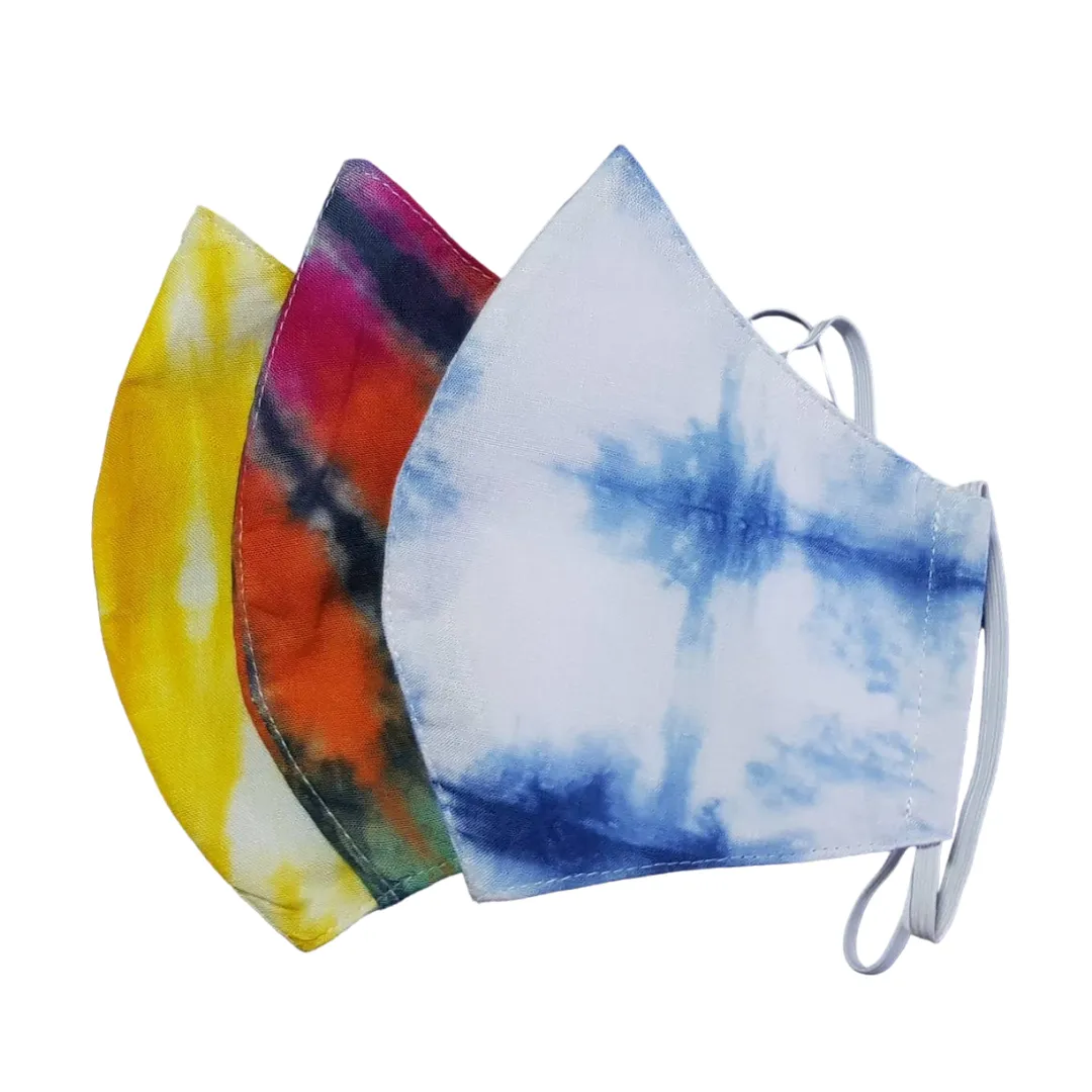 Tie Dye Curved Face Mask with Filter Pocket & Adjustable Ear Elastic - Thailand