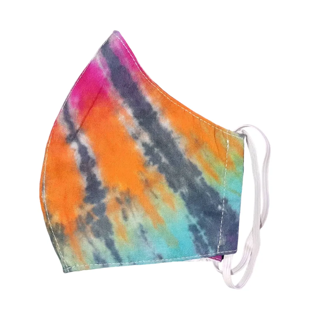 Tie Dye Curved Face Mask with Filter Pocket & Adjustable Ear Elastic - Thailand