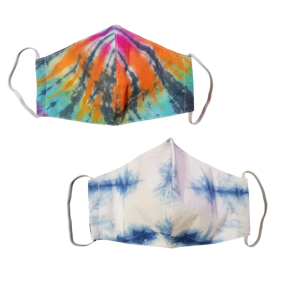 Tie Dye Curved Face Mask with Filter Pocket & Adjustable Ear Elastic - Thailand