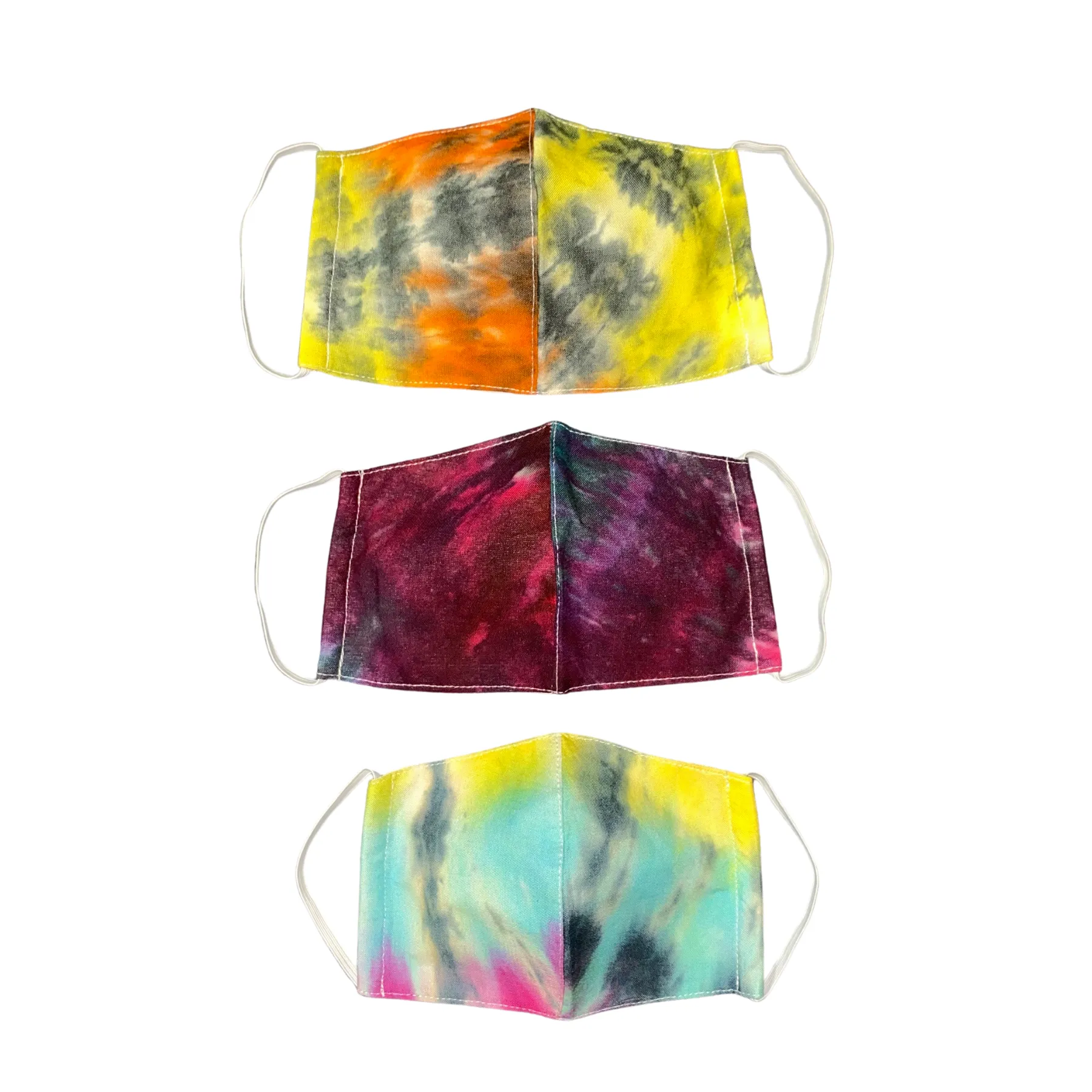 Tie Dye Curved Face Mask with Filter Pocket & Adjustable Ear Elastic - Thailand