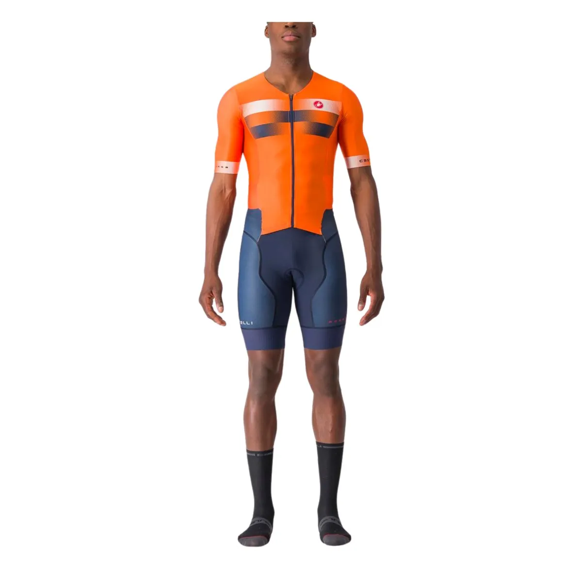 Trisuit Castelli Integral Free Sanremo 2 Short Sleeve Blue Orange