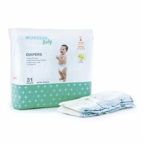 Unisex Baby Diaper McKesson Tab Closure Size 4 Disposable Moderate Absorbency Count of 4 By McKesson