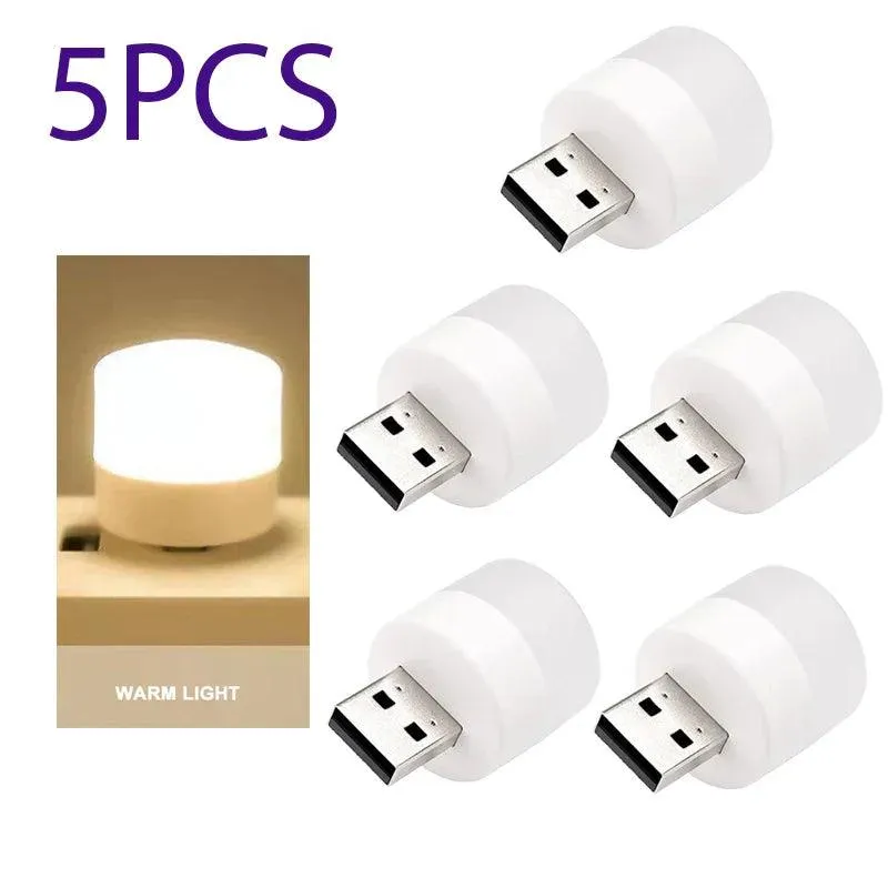 USB Night Light Mini LED Night Light USB Plug Lamp Power Bank Charging USB Book Lights Small Round Reading Eye Protection Lamps