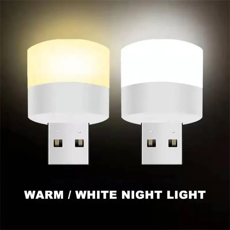 USB Night Light Mini LED Night Light USB Plug Lamp Power Bank Charging USB Book Lights Small Round Reading Eye Protection Lamps