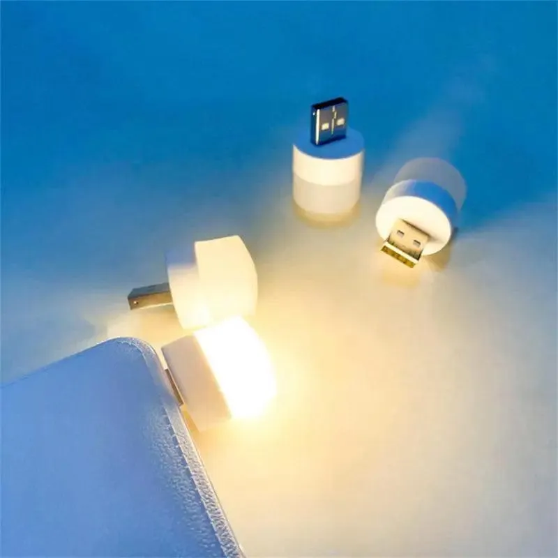 USB Night Light Mini LED Night Light USB Plug Lamp Power Bank Charging USB Book Lights Small Round Reading Eye Protection Lamps