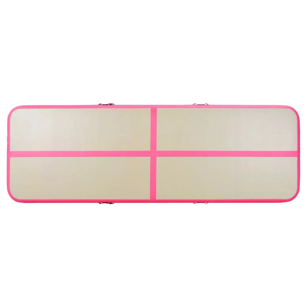 vidaXL Inflatable Gymnastics Mat with Pump 600x100x10 cm PVC Pink