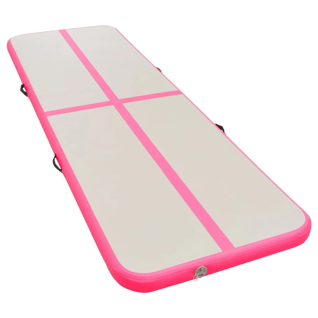 vidaXL Inflatable Gymnastics Mat with Pump 600x100x10 cm PVC Pink