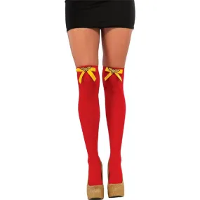 Wonder Woman Womens Girls Thigh High w/ Bow Stockings