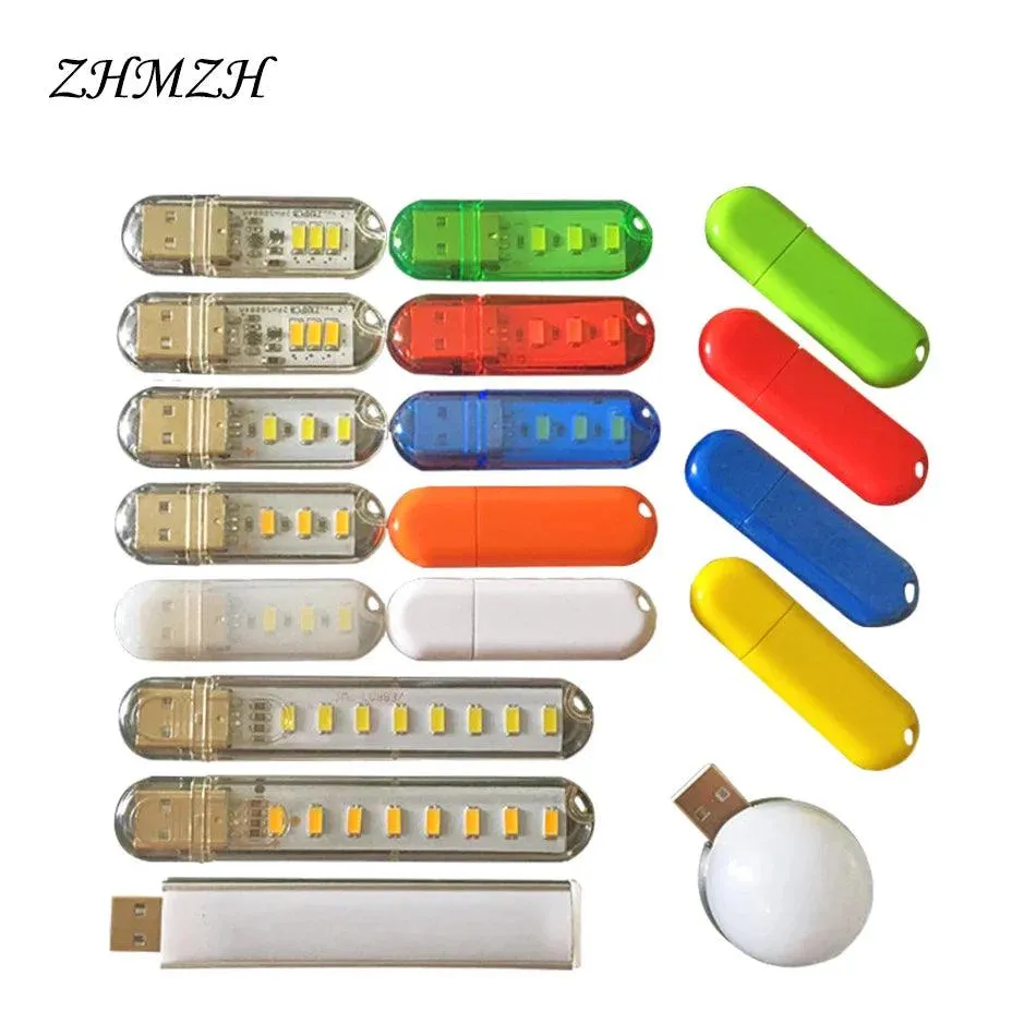 ZHMZH 3LEDs 1.5W Reading Lamps USB Night Lights Mini Book Light Portable U Disk LED Lamp Power Bank Powered 12 colors