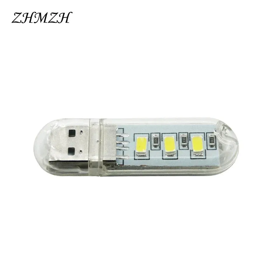 ZHMZH 3LEDs 1.5W Reading Lamps USB Night Lights Mini Book Light Portable U Disk LED Lamp Power Bank Powered 12 colors