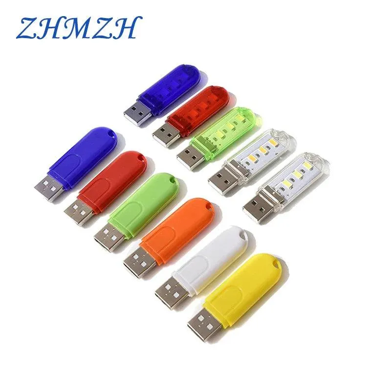 ZHMZH 3LEDs 1.5W Reading Lamps USB Night Lights Mini Book Light Portable U Disk LED Lamp Power Bank Powered 12 colors