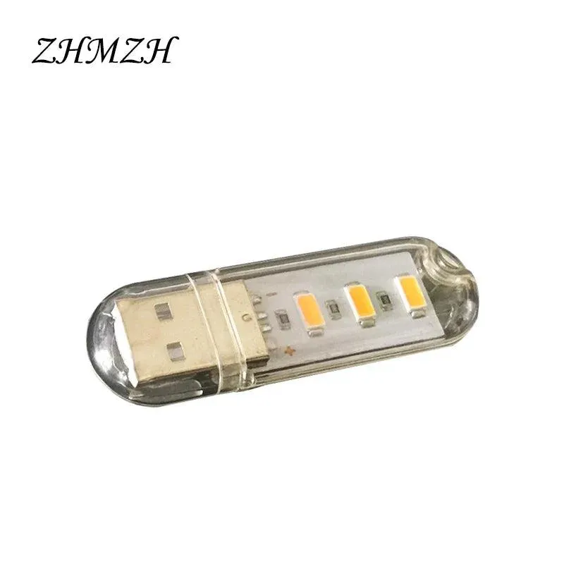 ZHMZH 3LEDs 1.5W Reading Lamps USB Night Lights Mini Book Light Portable U Disk LED Lamp Power Bank Powered 12 colors