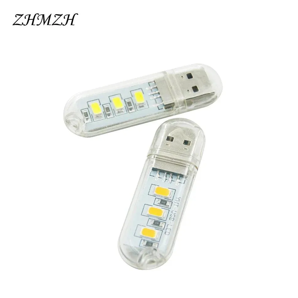 ZHMZH 3LEDs 1.5W Reading Lamps USB Night Lights Mini Book Light Portable U Disk LED Lamp Power Bank Powered 12 colors