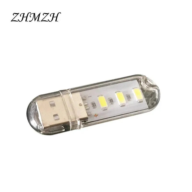 ZHMZH 3LEDs 1.5W Reading Lamps USB Night Lights Mini Book Light Portable U Disk LED Lamp Power Bank Powered 12 colors